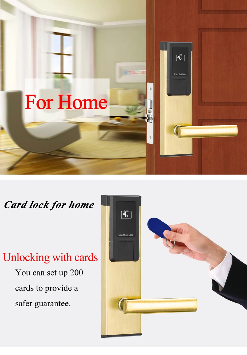 Security Digital Electronic Lock Keyless Smart RFID Door Lock Access Control Entrance With 2pcs Mechanical Key