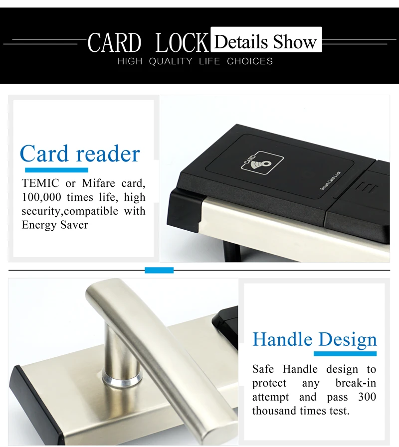 Security Digital Electronic Lock Keyless Smart RFID Door Lock Access Control Entrance With 2pcs Mechanical Key