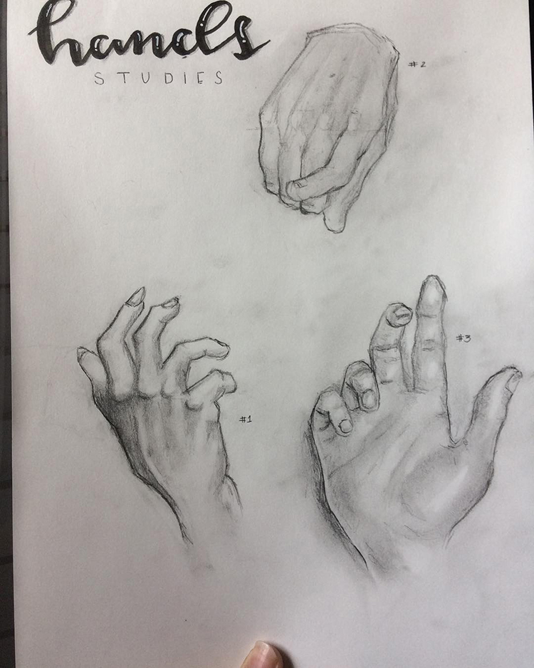 Dark hand studies with values
