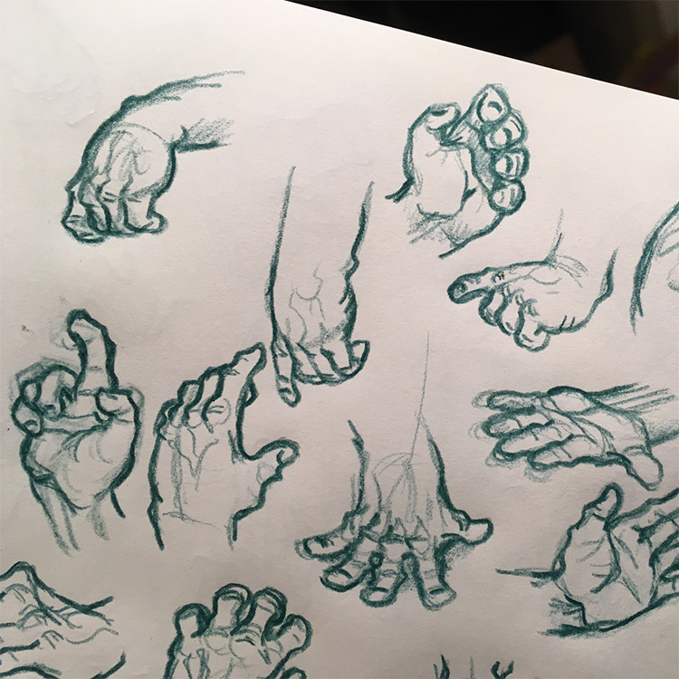Chubby fingers rough hand drawings