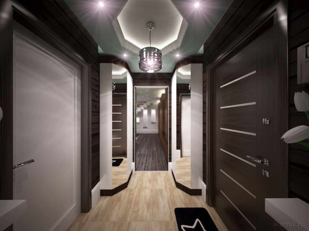 идея красивого интерьера коридора в частном доме