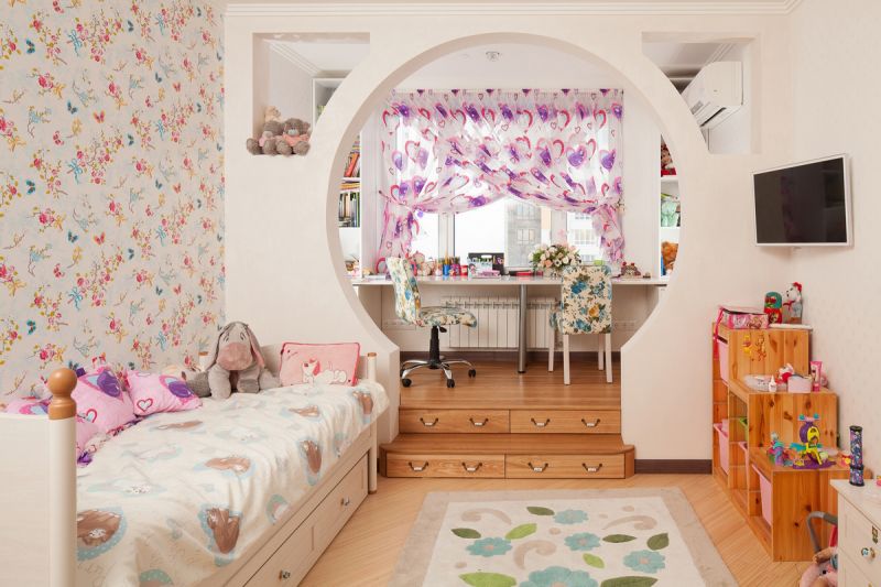 арка из гипсокартона в детской комнате