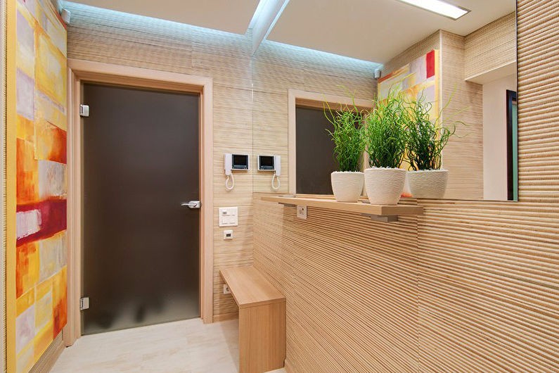 Дизайн коридора с бамбуковыми обоями