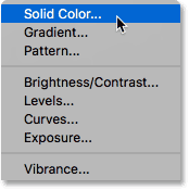 Adding a Solid Color fill layer to the document.