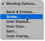 Choosing a Stroke layer style.
