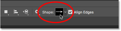 Clicking the Shape thumbnail in the Options Bar.