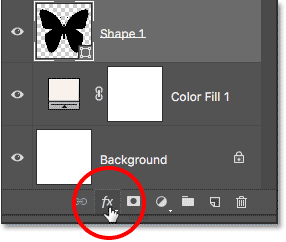 Clicking the Layer Styles icon in the Layers panel.