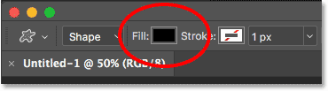 The Fill color swatch in the Options Bar.