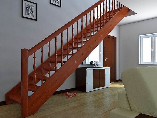 Прямая одномаршевая лестница – самый простой вариант, но требующий немало места для установки