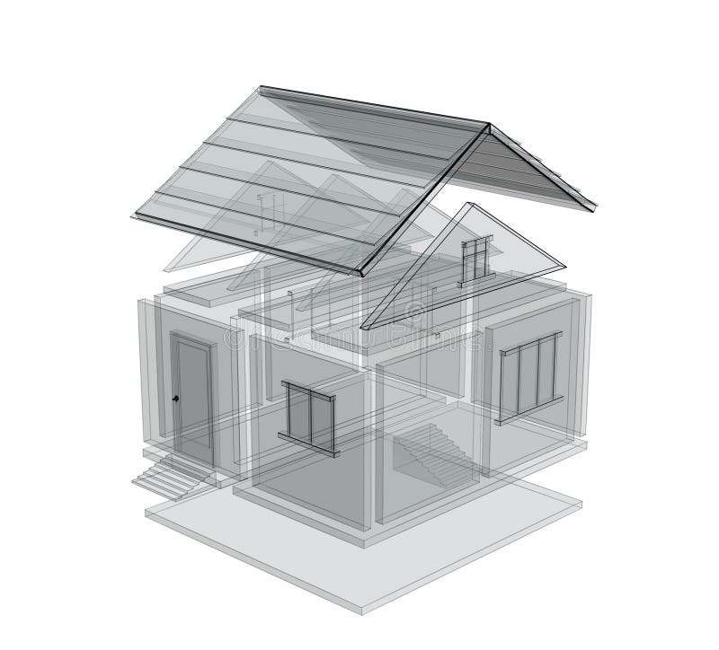 3d sketch of a house royalty free illustration