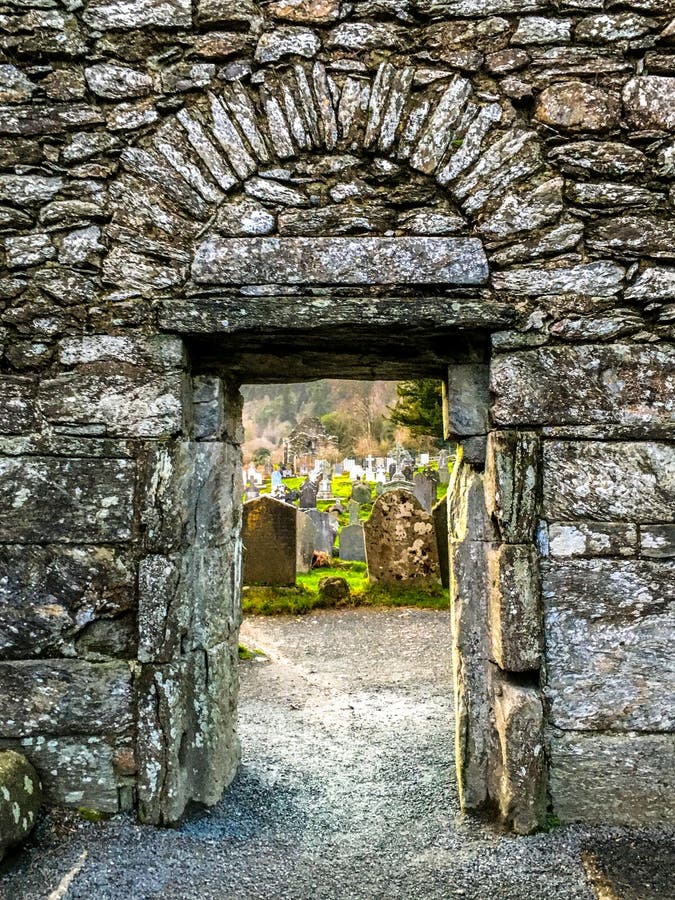 Archway Doorway of The Priests` House Glendalough County Wicklow Ireland. This is a picture of an Archway Doorway of The Priests` House Glendalough County stock photo