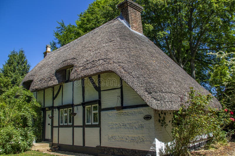Beautiful thatched cottage in the heart of a Dorset village. royalty free stock photos