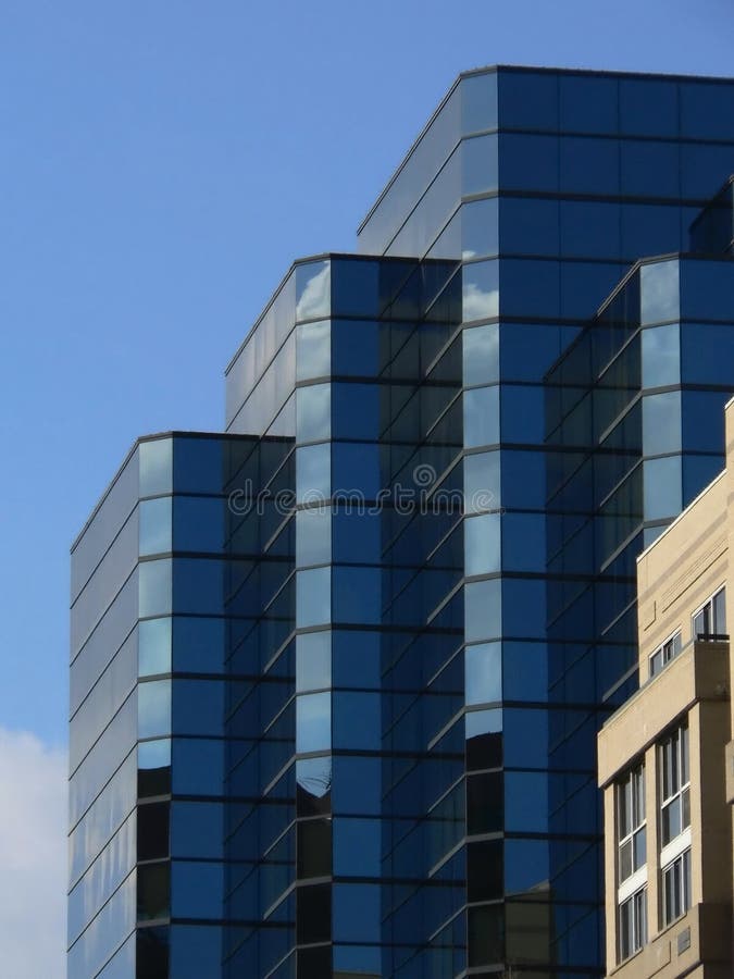 Blue Buildings With Reflections stock photography