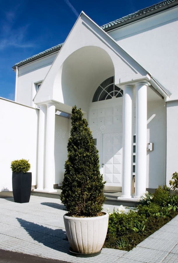 Canopy of a white House. Canopy of a modern white House stock photo