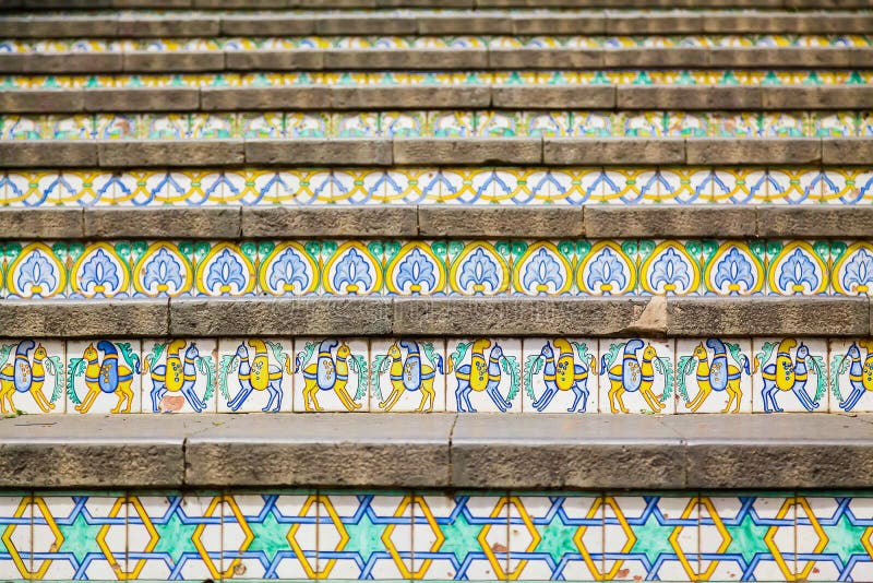 Decoration of famous steps in Caltagirone stock photography
