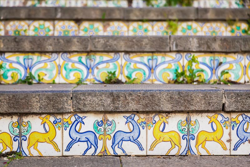 Decoration of staircase at Caltagirone stock images