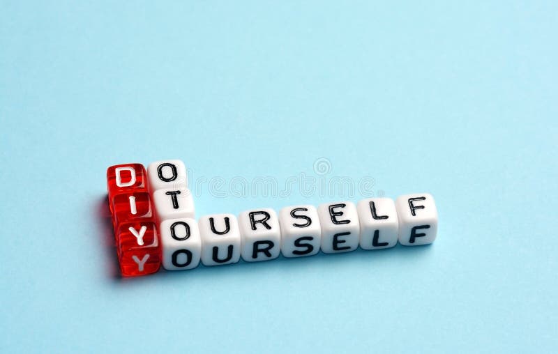 DIY Do It Yourself blue stock images