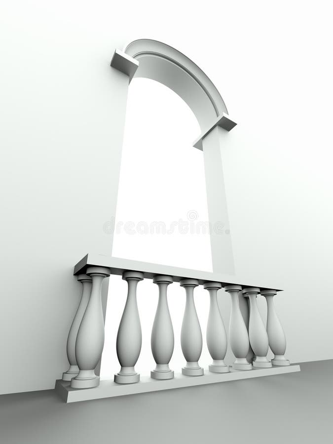 Doorway with arch and balustrade. Monochromatic image of doorway with arch and balustrade vector illustration