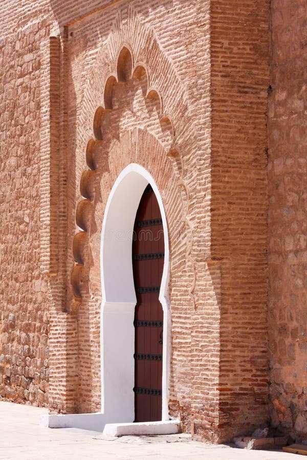 Doorway with arch. In Marrakesh, Moroccco royalty free stock photo