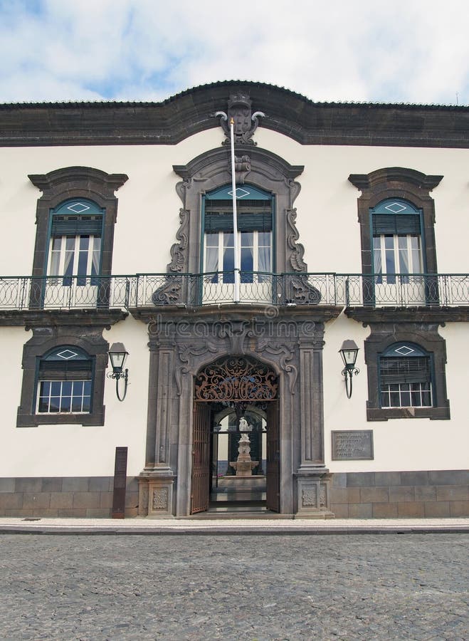 The front facade of funchal city hall in madeira a historic building built in the 18th century as a private residence stock images