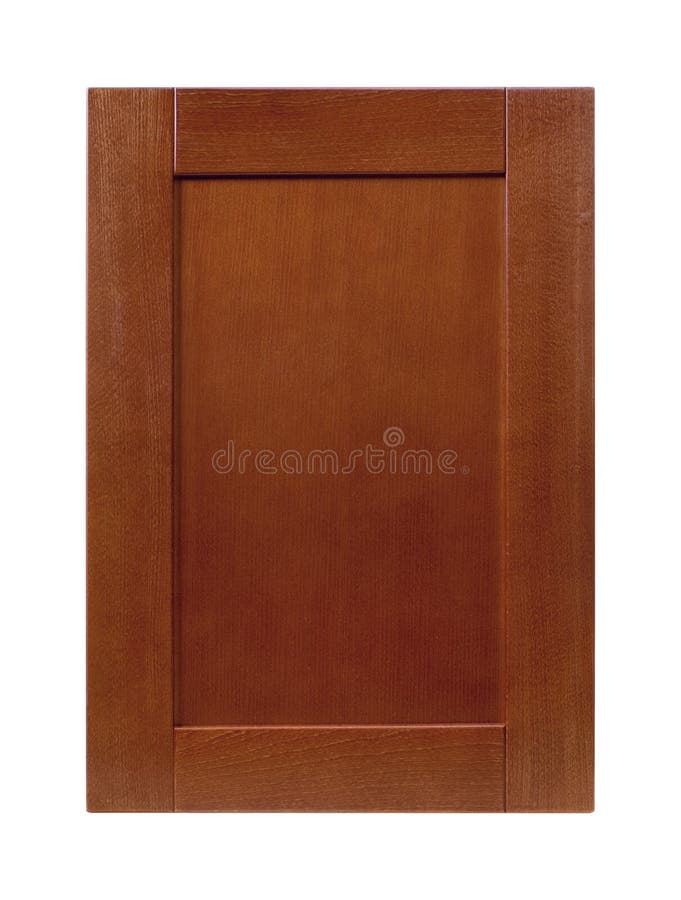 Front kitchen wooden frame cabinet door isolated on white.  royalty free stock photo