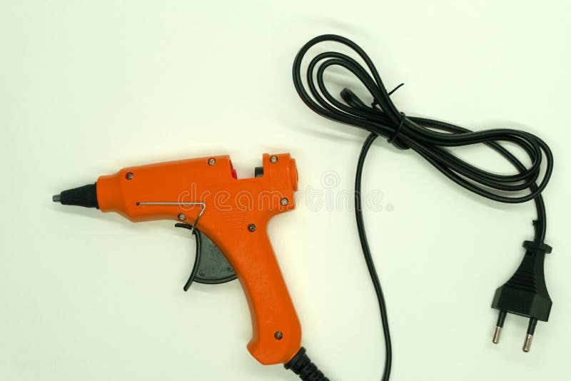 Hot glue gun stick sticky tool white . Hot glue gun stick sticky tool white stock image