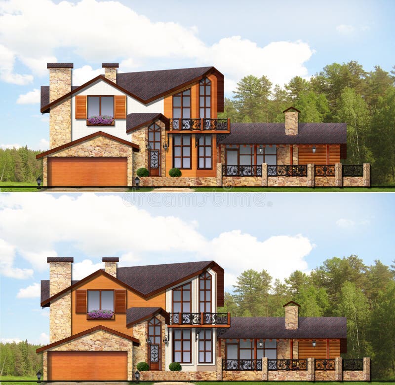 Private Home project design facade . Family house. royalty free stock photos
