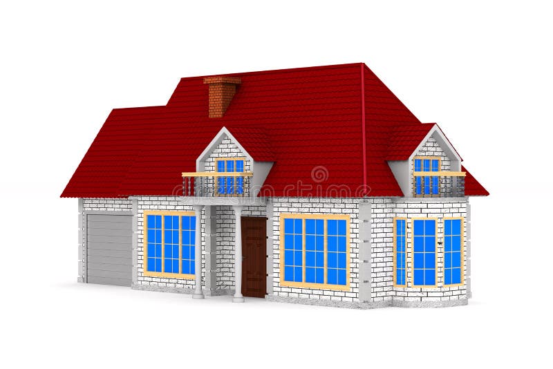 House on white background. Isolated 3D illustration stock illustration
