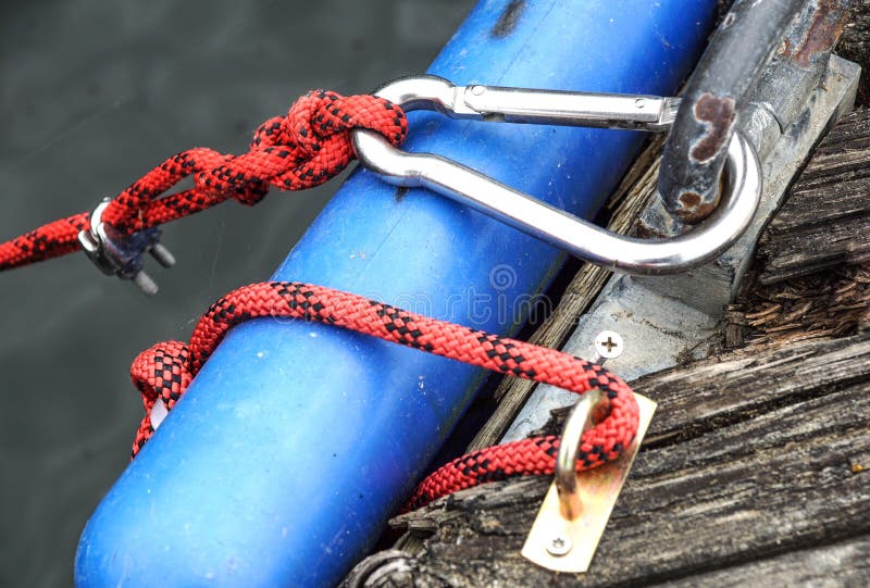 Metal fastening of two steel cables . Metal tie stock photo