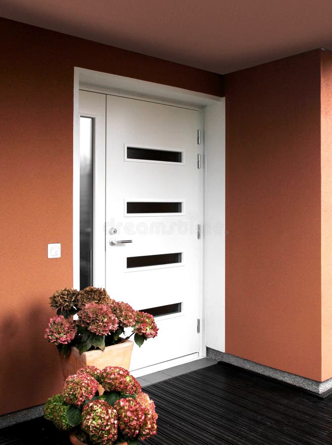 Modern house entrance front door stock photography