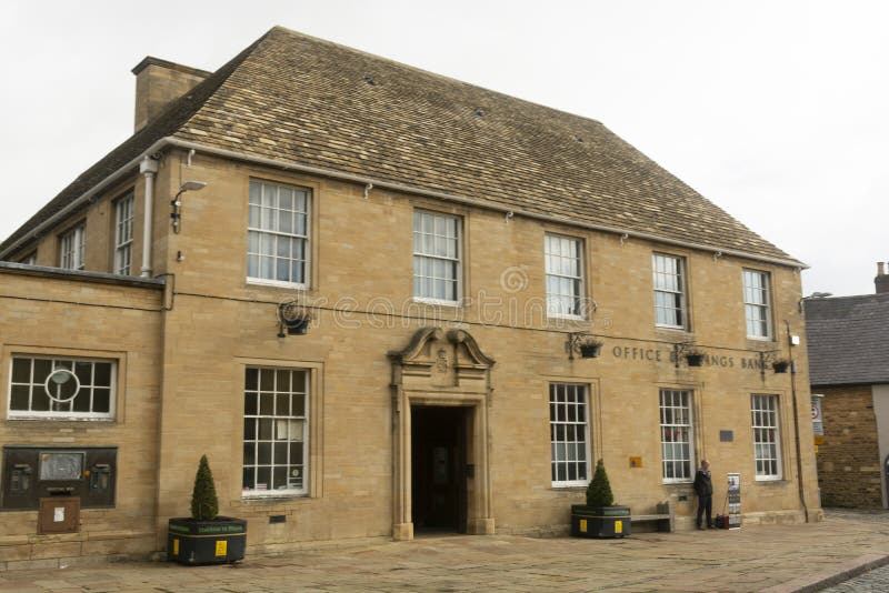 Oakham, United Kingdom. October 19, 2019 - Post office orange brick wall building royalty free stock photos