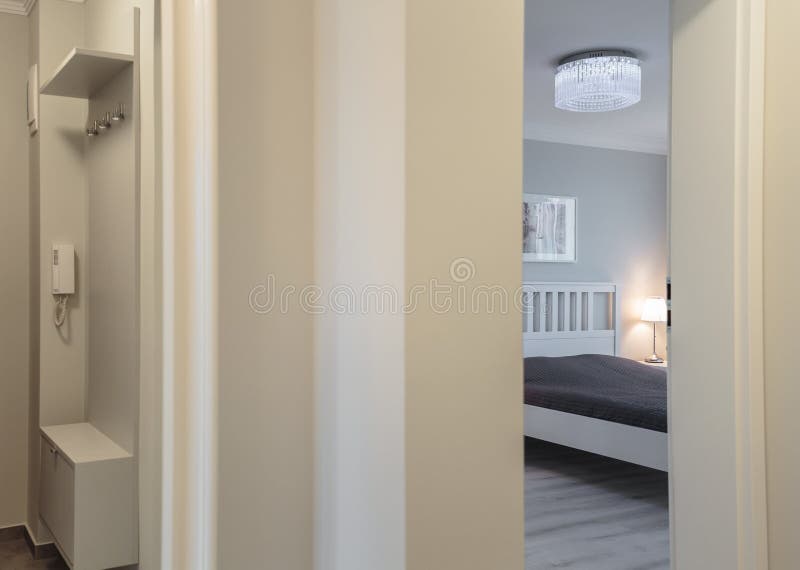 Open door to bedroom royalty free stock photos