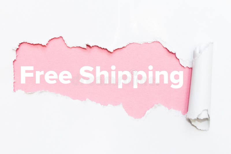 Pink hole in white paper. Free shipping.  stock image