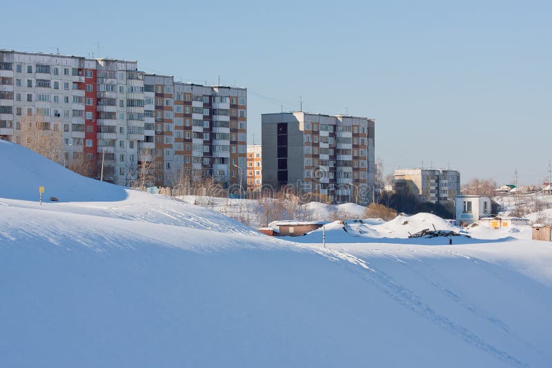 Pitch dwelling-houses on grief, city Perm stock image