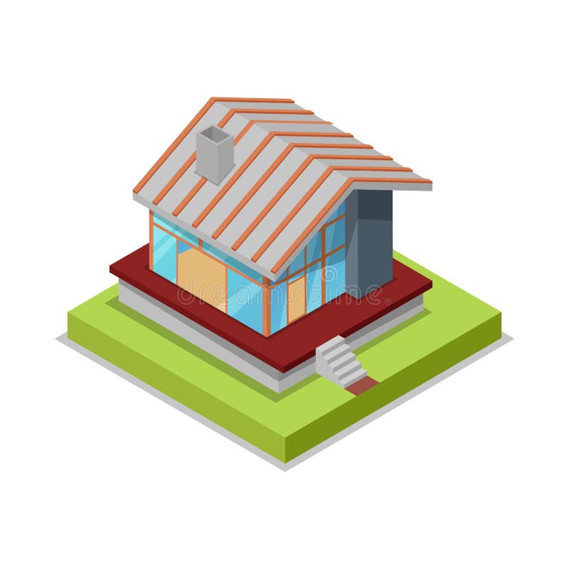 Roof installation isometric 3D icon royalty free illustration
