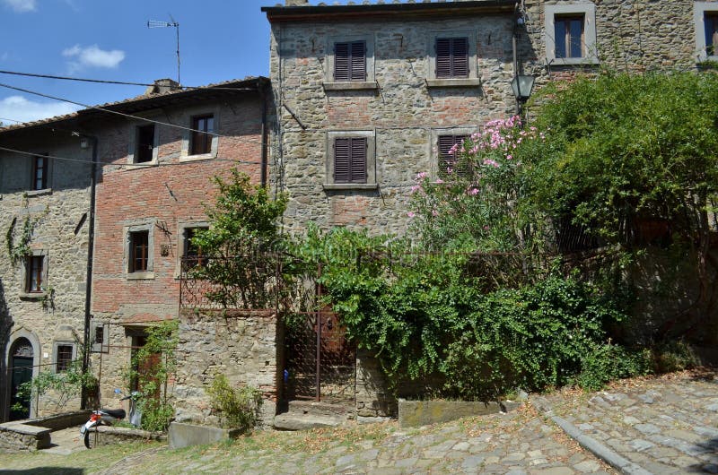 Rustic house facade in tuscany, italy royalty free stock images