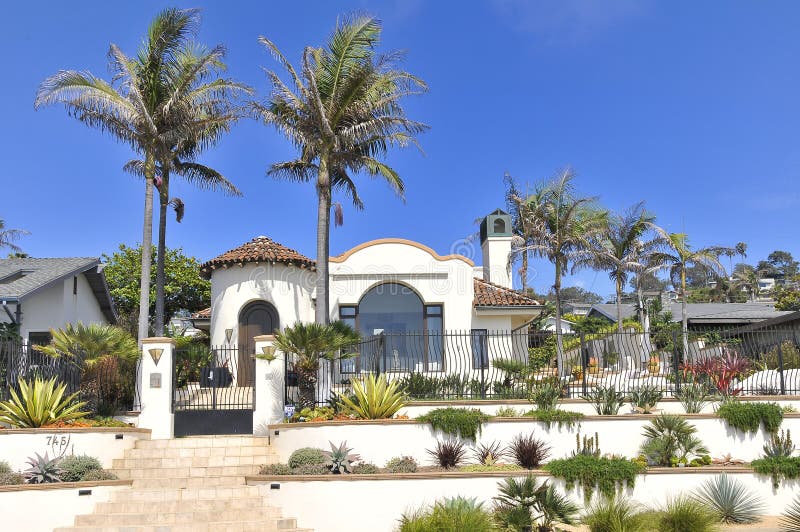 SAN DIEGO, USA - July 29 2019: Facade of a nice private house on Sunset Cliffs Boulevard, San Diego. stock photo
