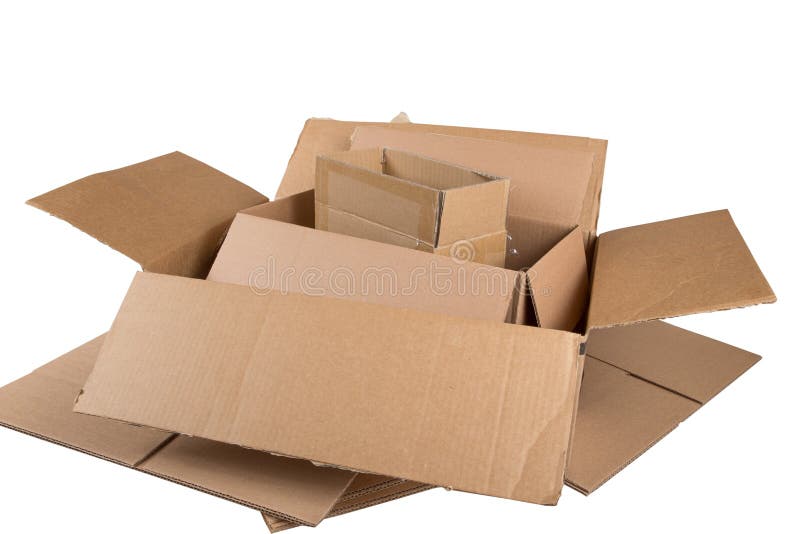 Shipping Boxes. Cardboard shipping boxes in various sizes stock photos
