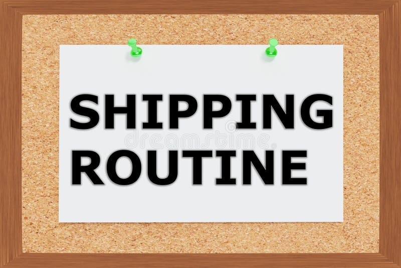 Shipping Routine concept. Render illustration of Shipping Routine Title on cork board royalty free stock photos