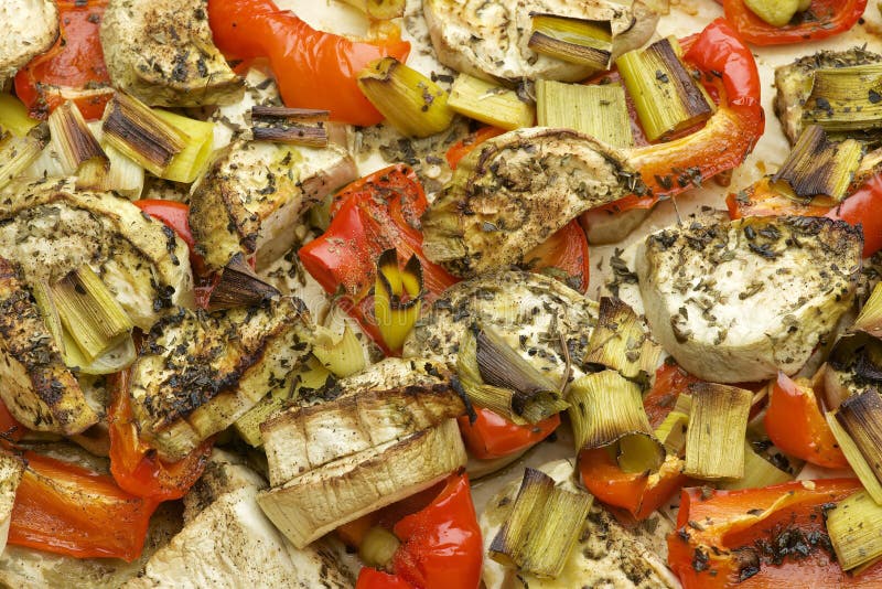 Vegetables mix baked in the oven with aubergine