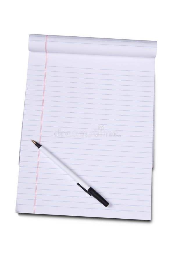 White lined legal notepad. Isolated over white with a clipping path stock photography