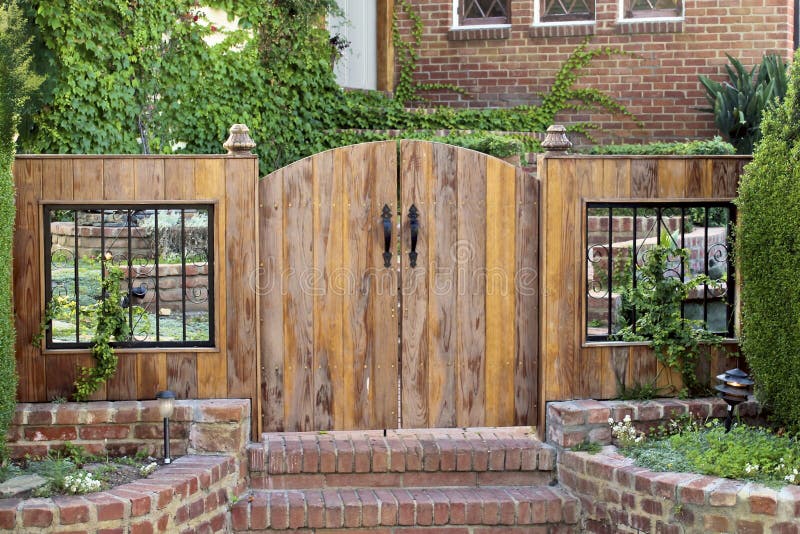 gate front door and wooden stock photo
