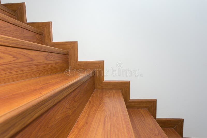 Wooden staircase made from laminate wood royalty free stock image