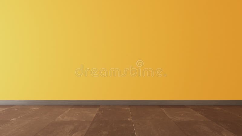 Yellow wall and black stone floor under sun light. 3D rendering royalty free illustration