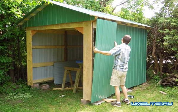 Сарай своими руками из профнастила